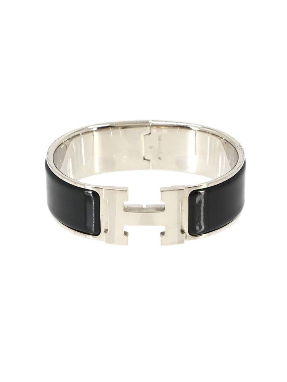 Hermes Clic Clac H PM Bangle Black Silver Bracelet